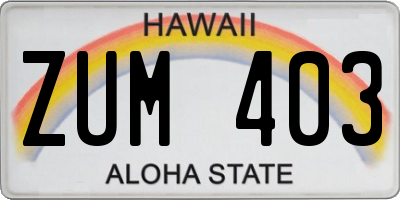HI license plate ZUM403