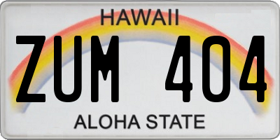 HI license plate ZUM404