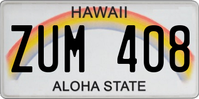 HI license plate ZUM408