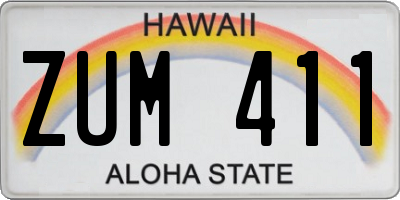 HI license plate ZUM411