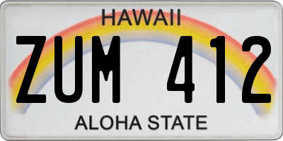 HI license plate ZUM412