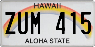 HI license plate ZUM415