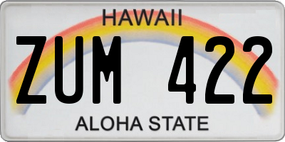 HI license plate ZUM422