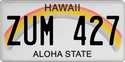 HI license plate ZUM427