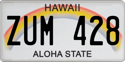 HI license plate ZUM428