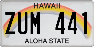 HI license plate ZUM441