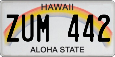 HI license plate ZUM442