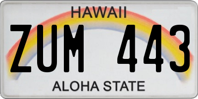 HI license plate ZUM443