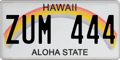 HI license plate ZUM444