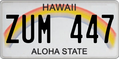 HI license plate ZUM447