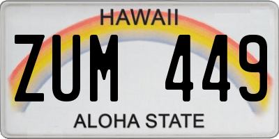 HI license plate ZUM449