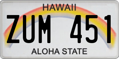 HI license plate ZUM451