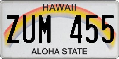 HI license plate ZUM455