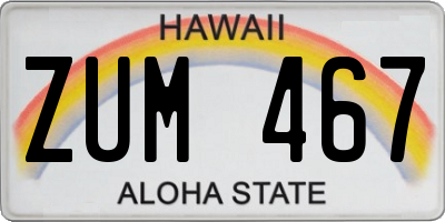 HI license plate ZUM467