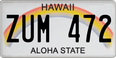 HI license plate ZUM472