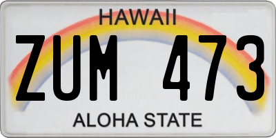 HI license plate ZUM473