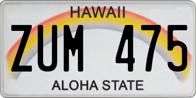 HI license plate ZUM475