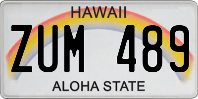 HI license plate ZUM489