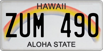 HI license plate ZUM490