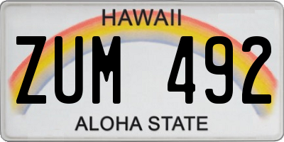 HI license plate ZUM492