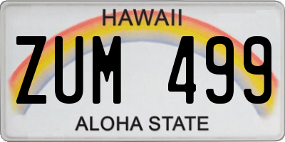 HI license plate ZUM499