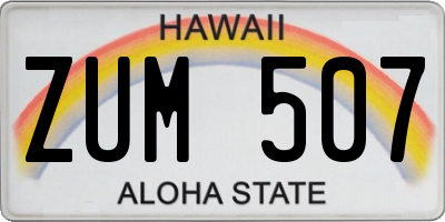 HI license plate ZUM507