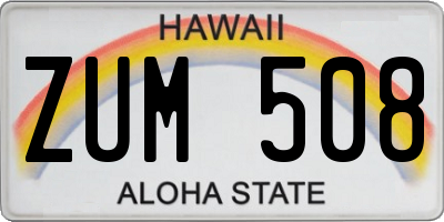 HI license plate ZUM508