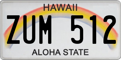 HI license plate ZUM512