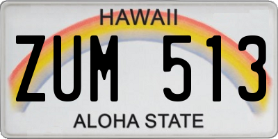 HI license plate ZUM513