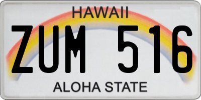 HI license plate ZUM516