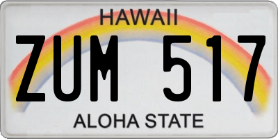 HI license plate ZUM517