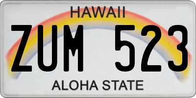 HI license plate ZUM523