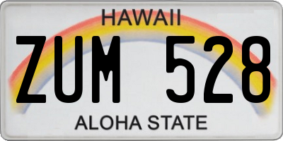 HI license plate ZUM528