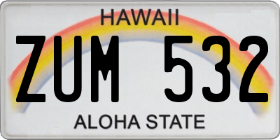 HI license plate ZUM532