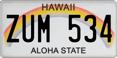 HI license plate ZUM534