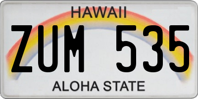 HI license plate ZUM535