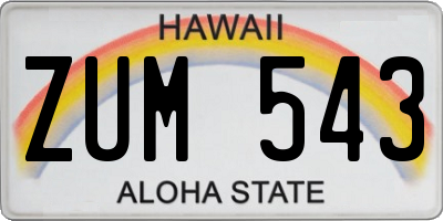HI license plate ZUM543