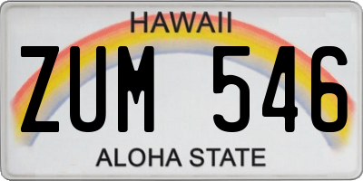HI license plate ZUM546