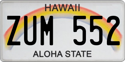 HI license plate ZUM552