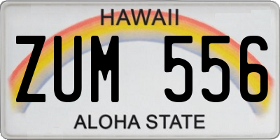 HI license plate ZUM556