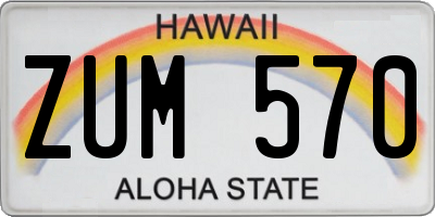 HI license plate ZUM570