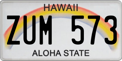 HI license plate ZUM573