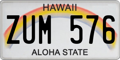HI license plate ZUM576