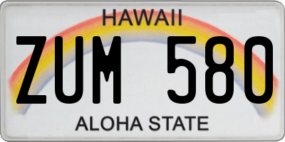HI license plate ZUM580