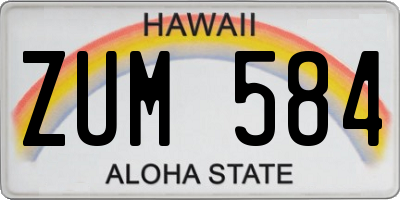 HI license plate ZUM584