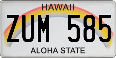 HI license plate ZUM585