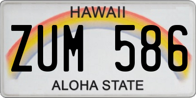 HI license plate ZUM586