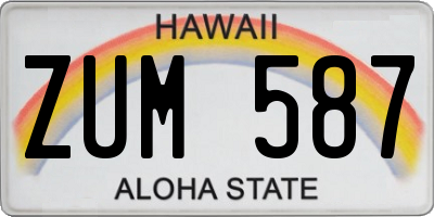 HI license plate ZUM587