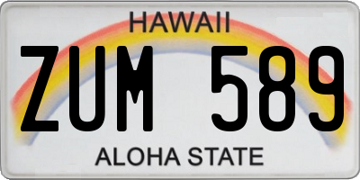 HI license plate ZUM589