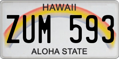 HI license plate ZUM593